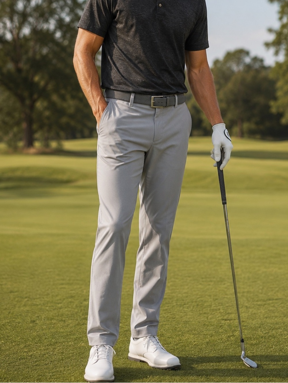 Adidas Golf Pants Gray Stretch Performance Flat Front 30x30 Mens Athletic